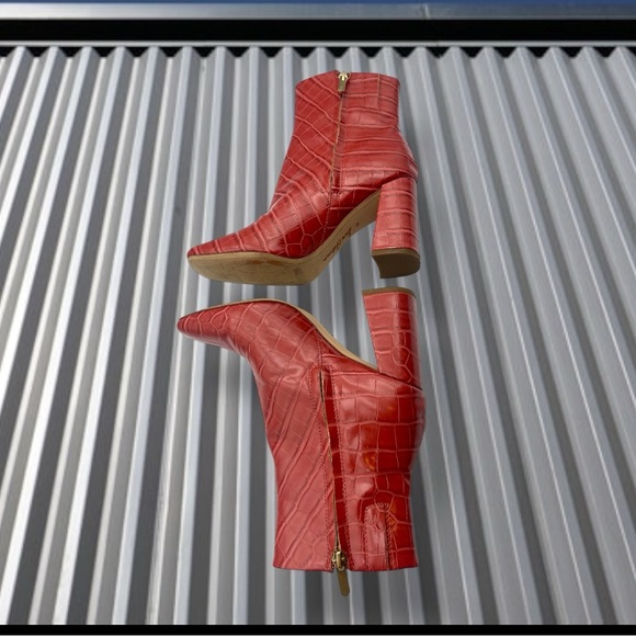 Sam Edelman Codie2 Rose Stucco Square Toed Croc Embossed Ankle Bootie 7 1/2 M - Picture 7 of 15